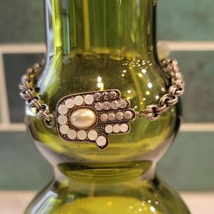 Mariana hamsa bracelet pearl jewel rhinestone chain